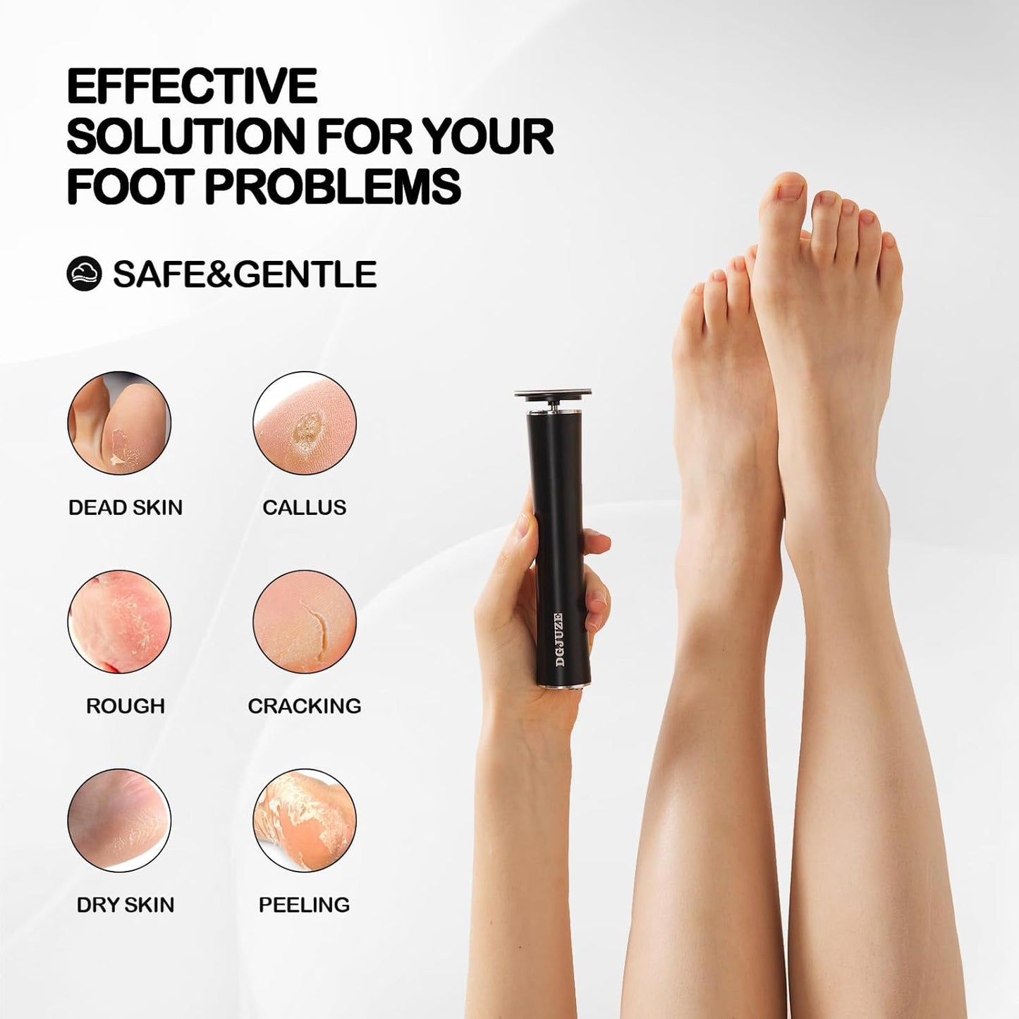 Cordless Electric Foot Callus Remover,Rechargeable Grinder Tool for Feet Dead Skin,Professional Pedicure File Heel Sander Tools with 60pcs Sandpaper Pads(Black)