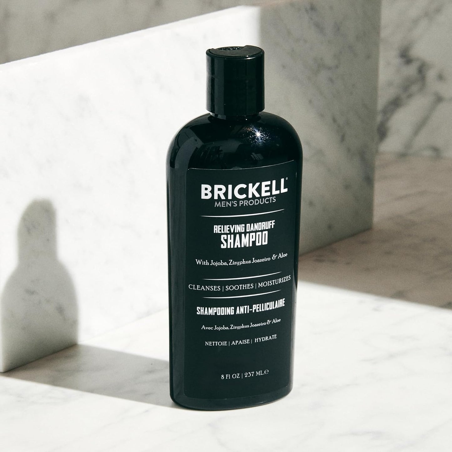 Brickell Men's Relieving Dandruff Shampoo For Men, Natural & Organic, Soothes and Eliminates Dandruff with Ziziphus Joazeiro, Aloe and Jojoba Oil (8 oz)