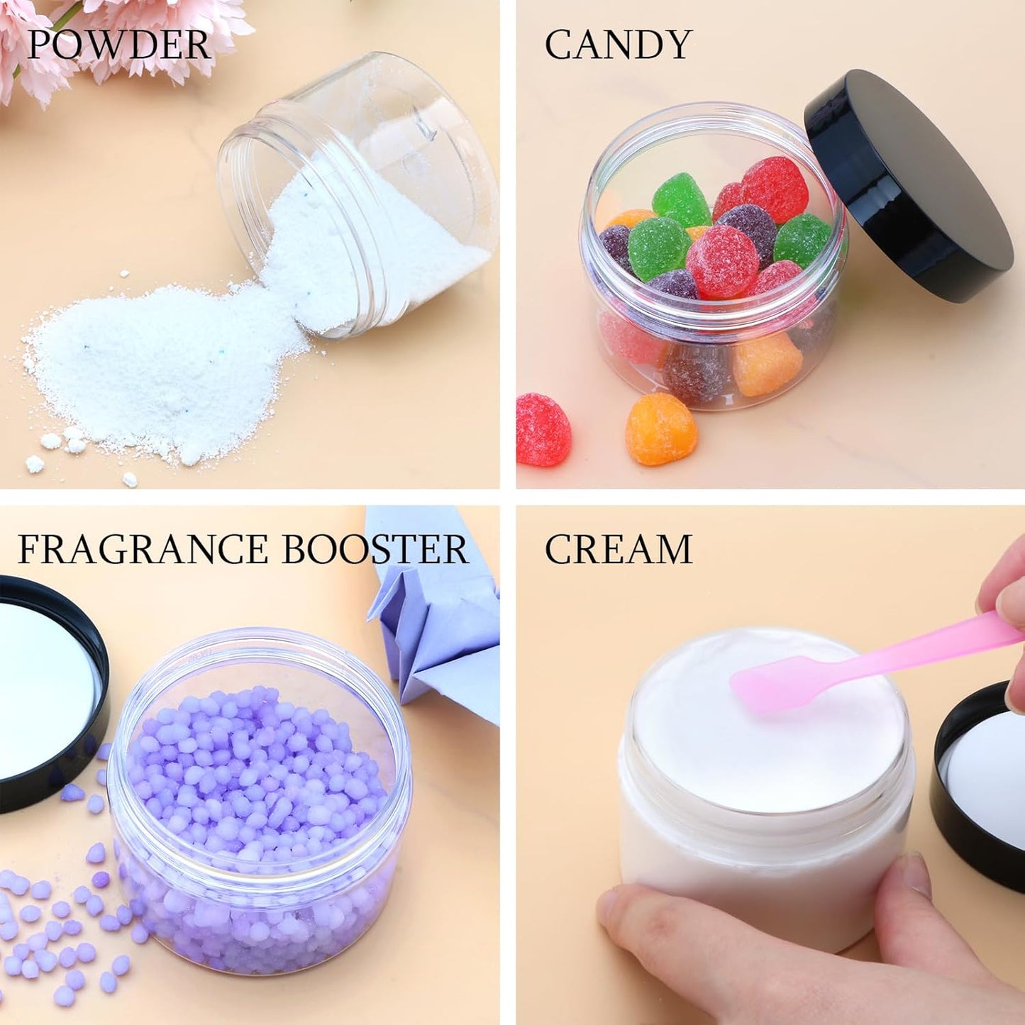 16 Pack 4oz Plastic Containers with Lids, Jars with Lids, Great for storing,lip balms, creams, ointments, cosmetics, samples