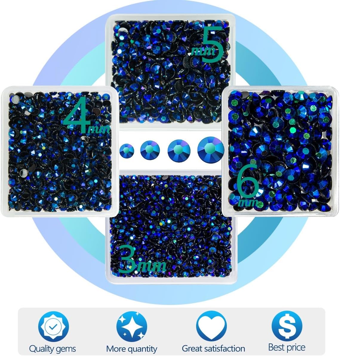 Sapphire Blue AB Resin Rhinestones w B7000 Jewelry Glue for Bedazzling Crafting 3mm 4mm 5mm 6mm Dark Blue Flatback Jelly Stones Bulk Diamonds Gems for Nails Face Makeup Tumblers Crafts Decor