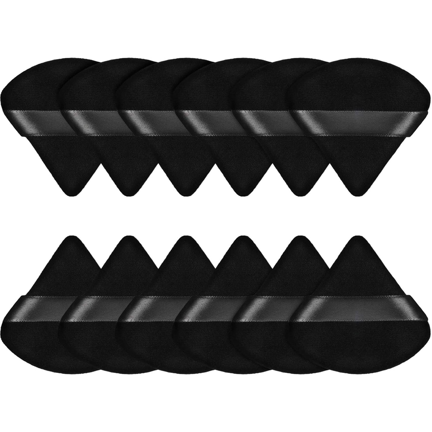 Maitys 12 Pieces Powder Puff Triangle Face Makeup Cosmetic for Loose Powder Soft Body Washable Reusable Foundation Sponge Mineral Wet Dry Makeup Tool for Women(Small,Black)