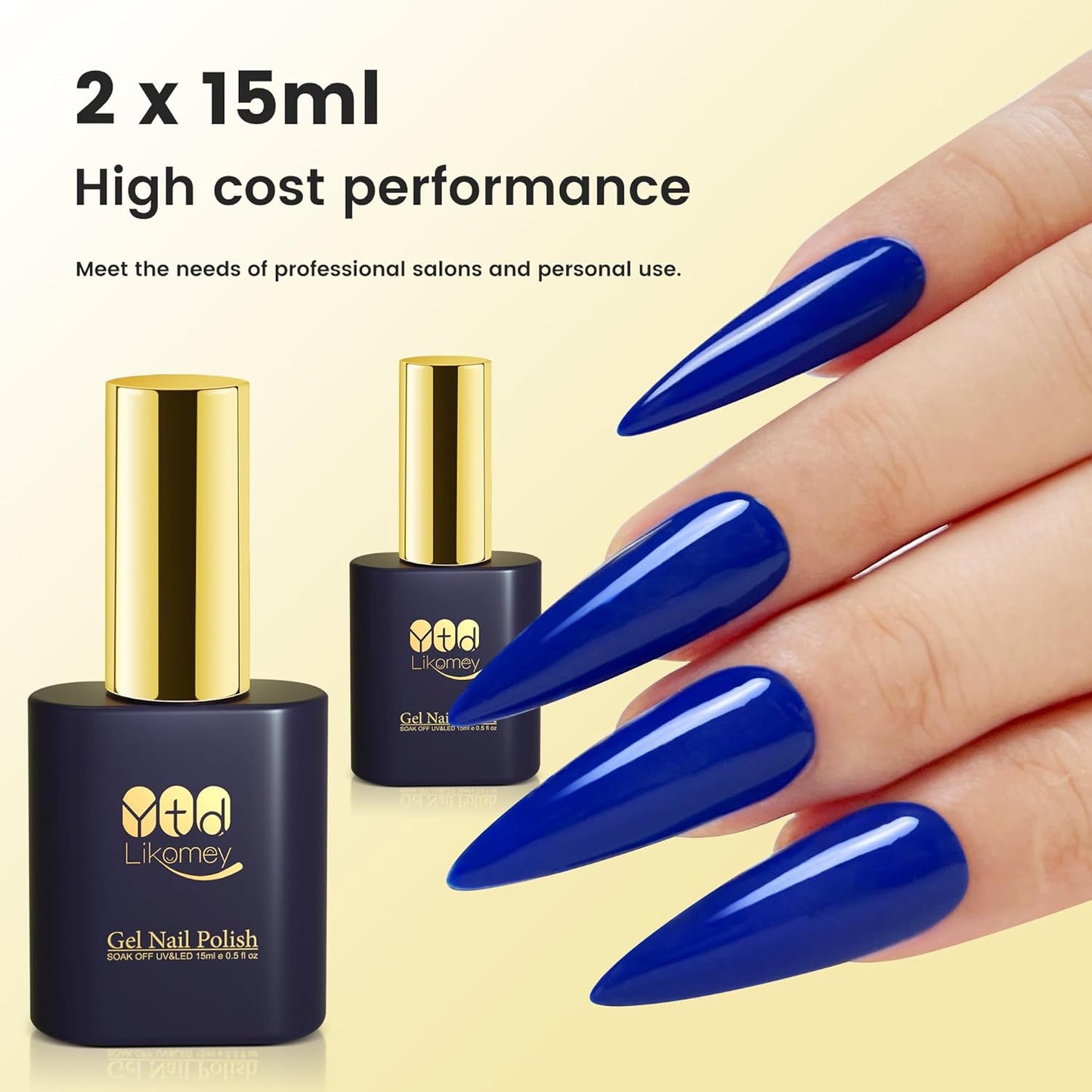 YTD Likomey Gel Nail Polish Base and Top Coat Set,2 Pcs 15ml Shine Gloss Nail Gel No Wipe Top Coat and Base Coat Kit