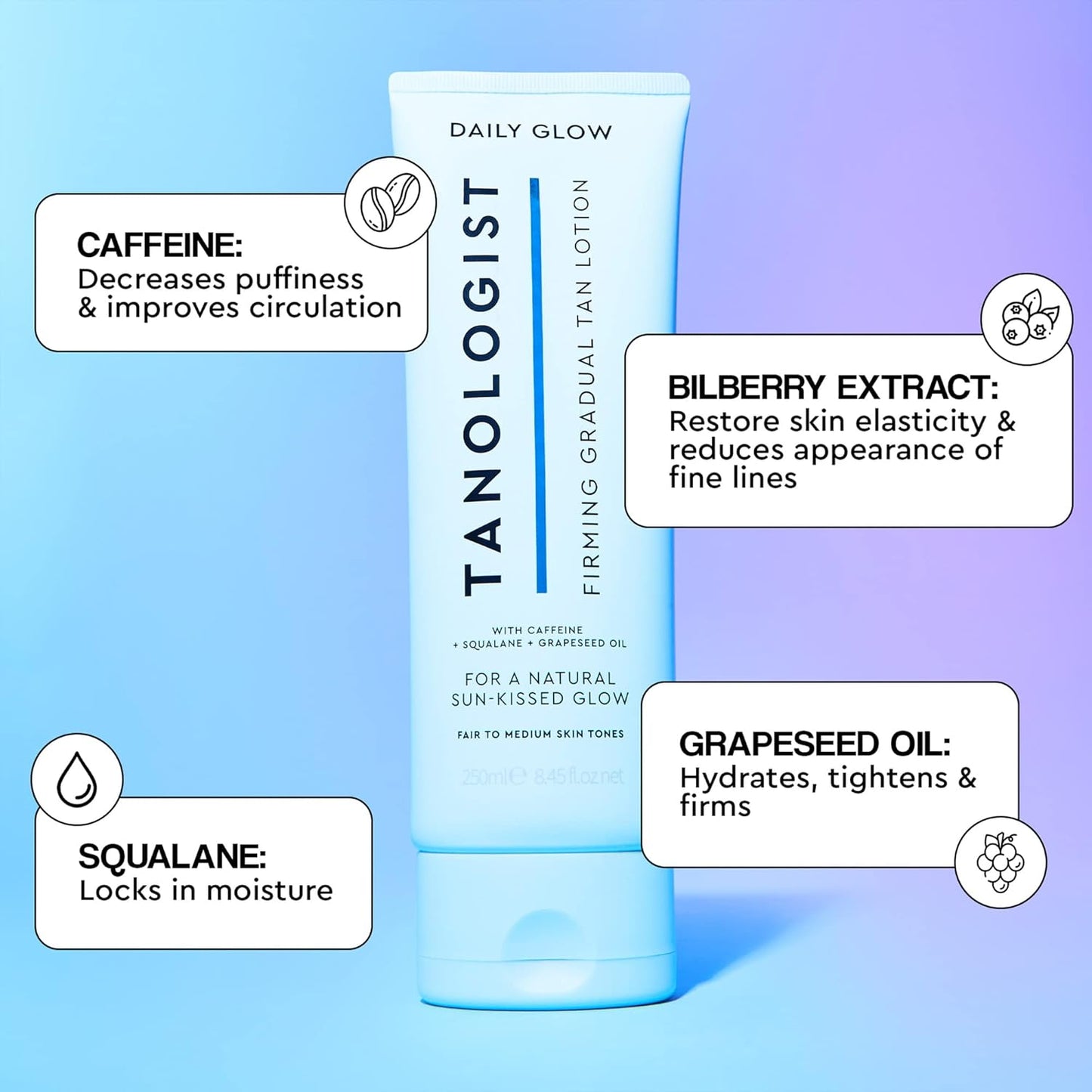 Tanologist Firming Daily Glow Body Lotion- Light/Medium, Gradual Tanning Lotion, No Fake Tan Smell, Streak-Free & Natural Looking Self Tanner, Toning, Vegan, 8.45 fl. oz/250 ml Tube