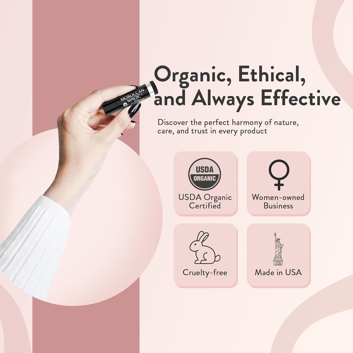 Moroccan Magic Organic Coconut Almond Lip Balm 3 Pack | Ultra-Hydrating Argan & Essential Oil Lip Moisturizer + Vitamin E | Natural Chapstick for Dry Lips | Smooth, Non-Toxic | Organic Lip Balm