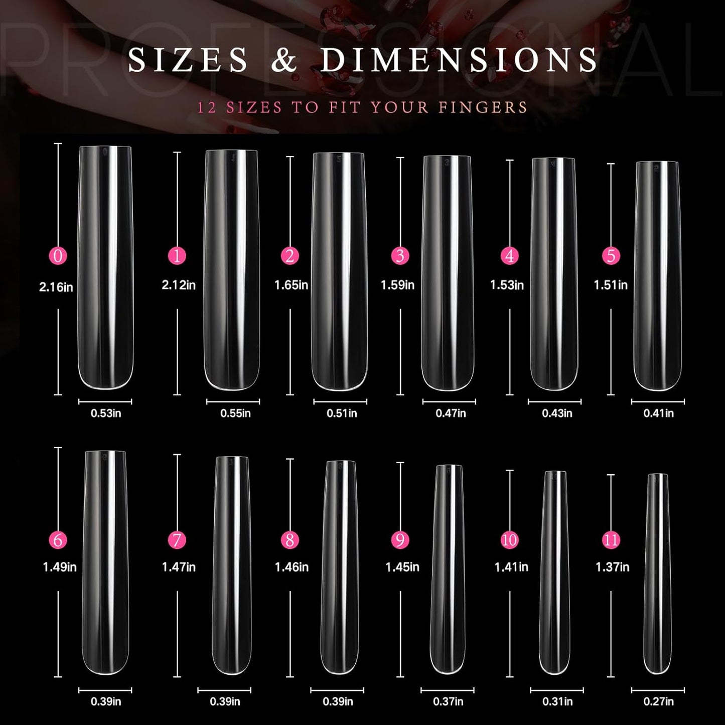 Ranrose Extra Long Nail Tips,240PCS XXXL Square Acrylic Tips Full Cover Clear Straight Tapered