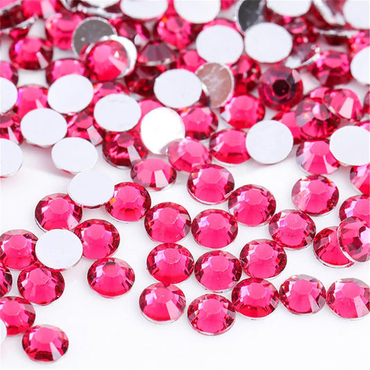 500 Pieces SS30 6mm Flatback Rhinestones Clear Glass Round Gems Crystals for Nail Art DIY Crafts Clothes Shoes Bags （Light Rose Red）