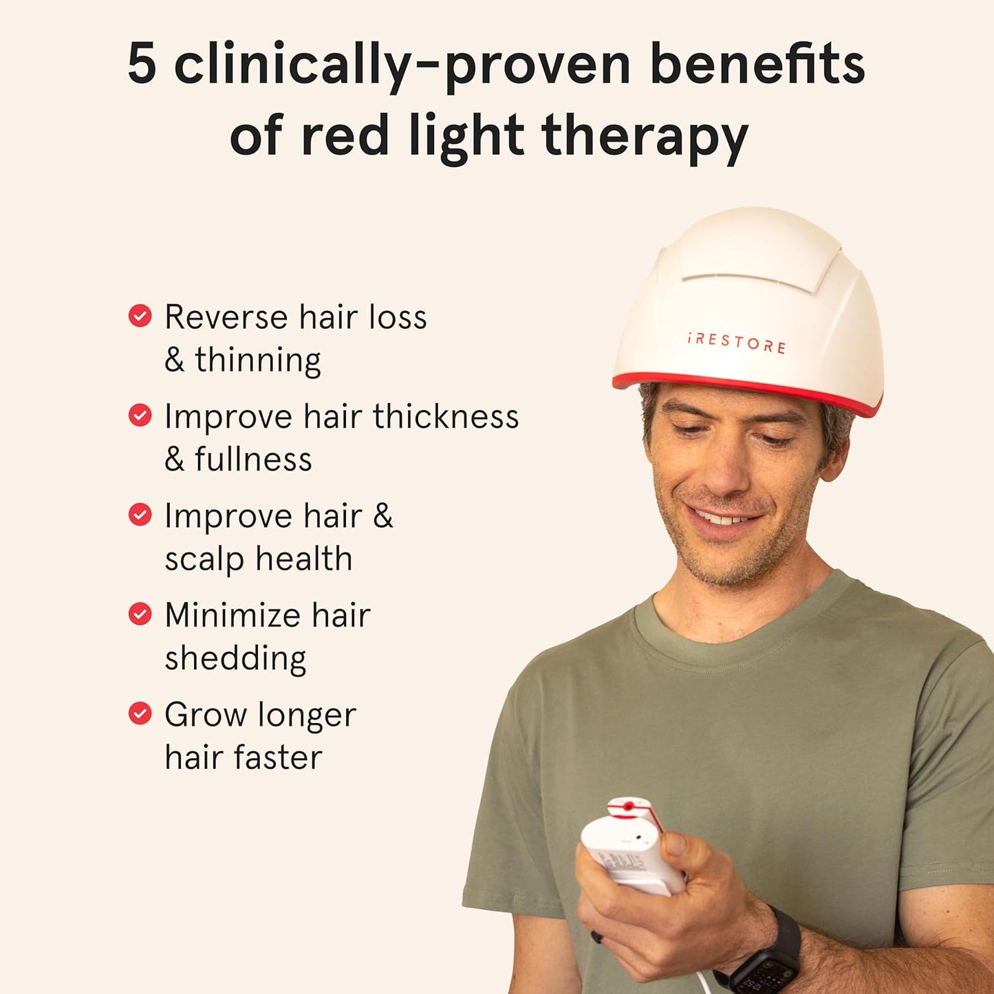 iRestore Professional + Rechargeable Battery Pack - Laser Red Light Therapy for Hair Growth - FDA Cleared Hair Loss, Thinning Treatment for Men & Women - Hair Regrowth Cap - 282 Lasers & LEDs