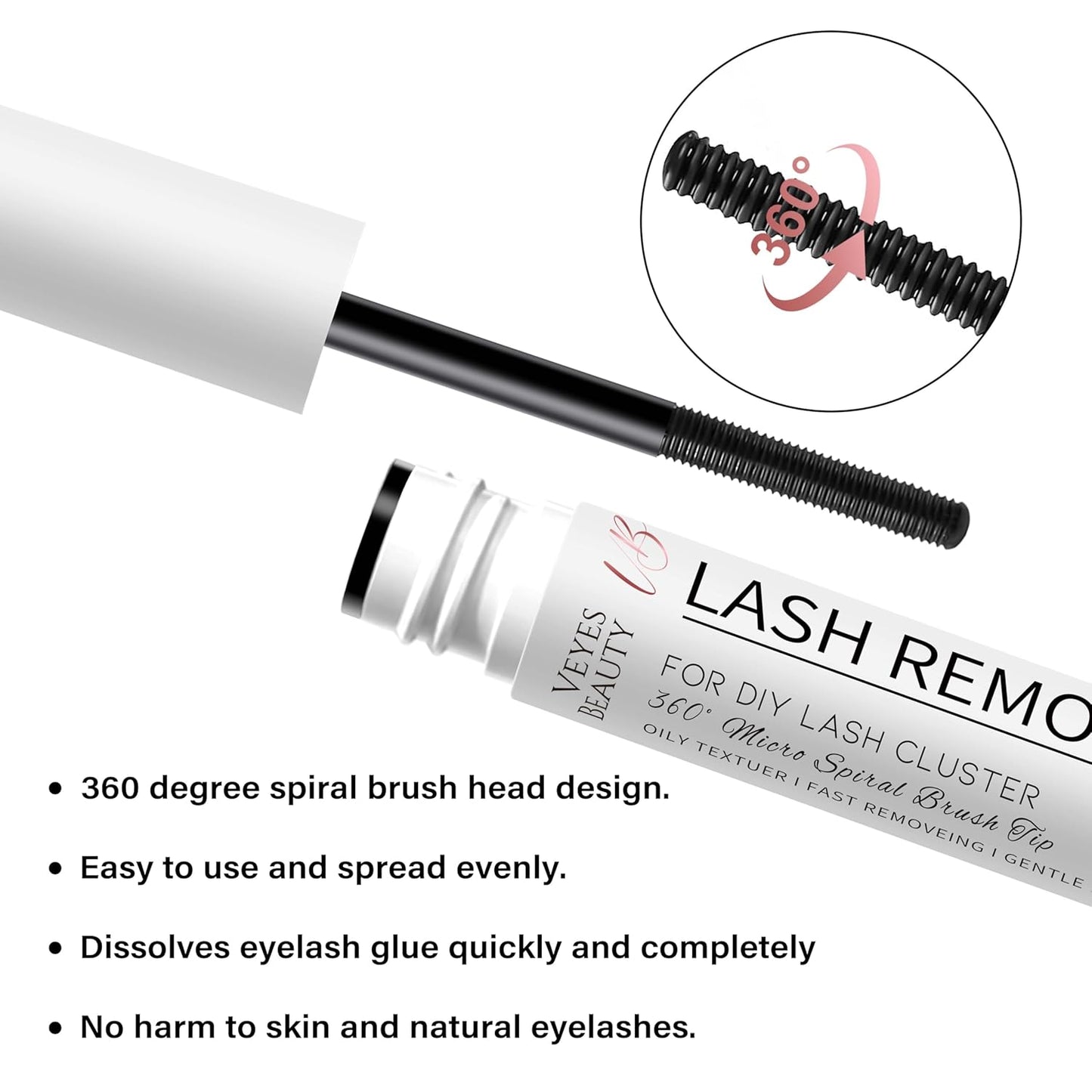 VEYESBEAUTY Cluster Lash Glue Remover 5ML Eyelash Remover for DIY Lash Extensions at home Clear Remover for Self-application Individual Lashes