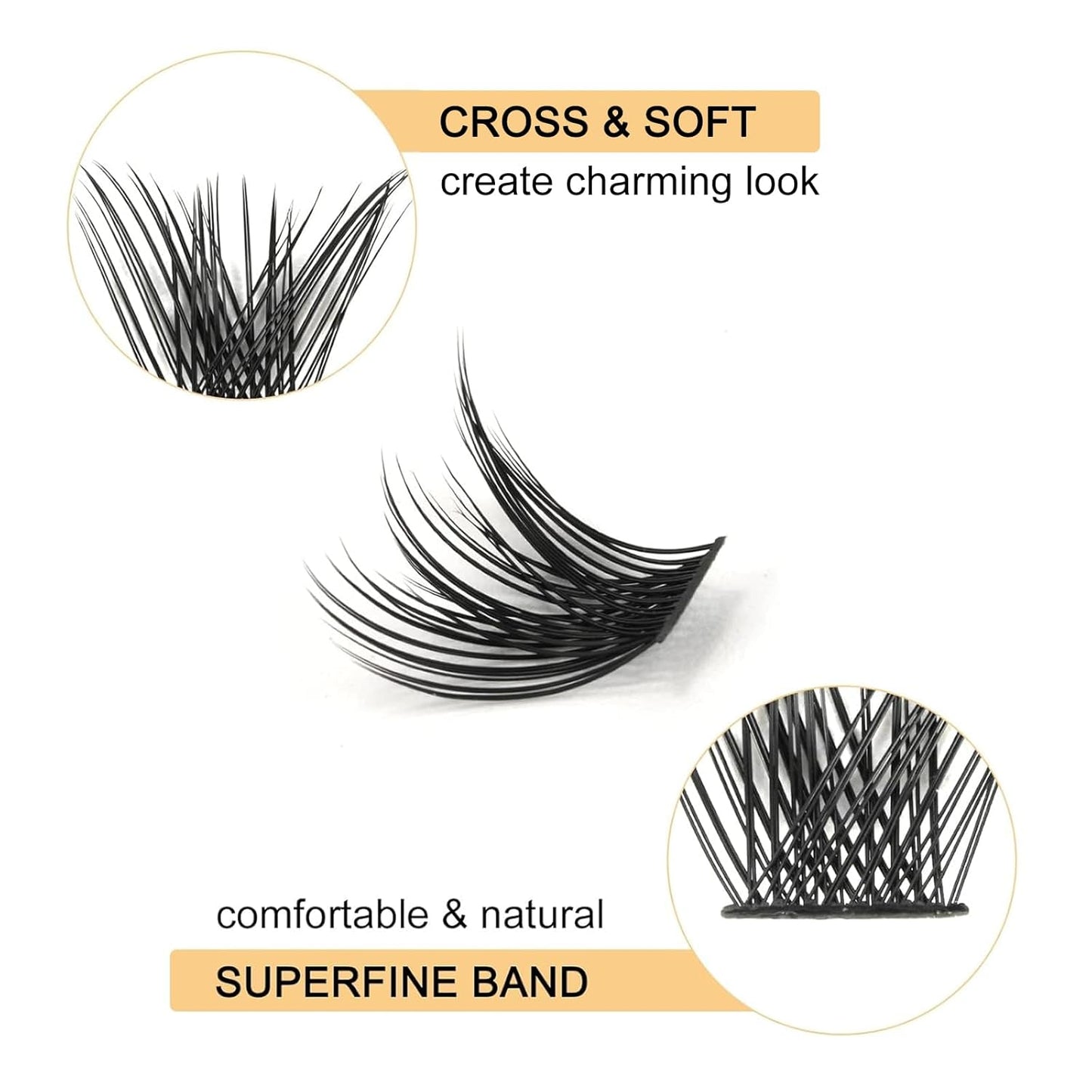 QUEWEL Cluster Lashes 72 Pcs Wide Stem Individual Lashes C/D Curl 8-16mm Length DIY Eyelash Extension False Eyelashes Soft for Personal Makeup Use at Home (H03-D-MIX8-16)