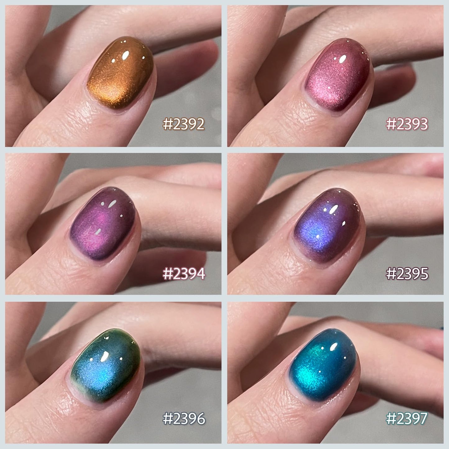 GAOY Glitter Cat Eye Gel Nail Polish Set with Magnet Colorful Galaxy for Holographic Cat Eye, Salon Gel Manicure and Nail Art DIY at Home