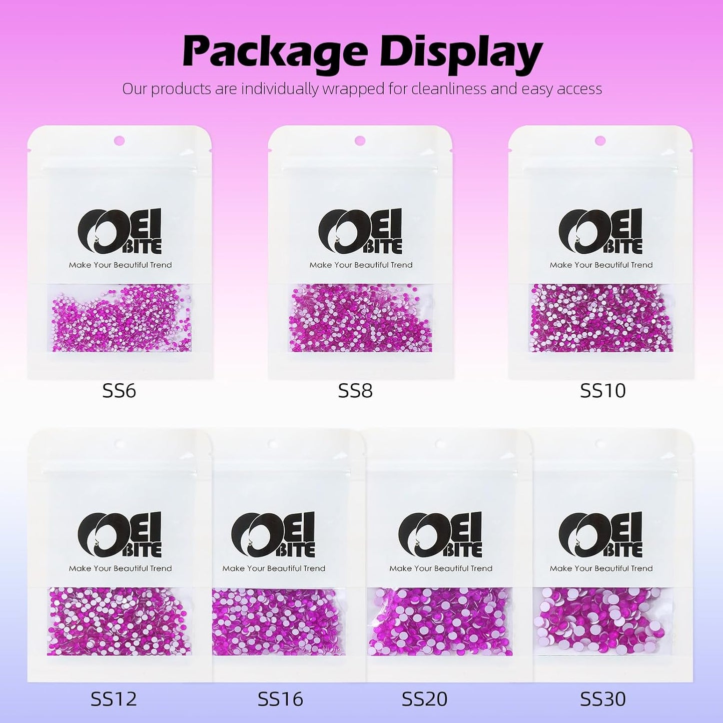 Neon Purple Flatback Rhinestones, Glass Rhinestones for Nail Art and Craft, Glue Fix, Loose Crystal Gemstones(Neon Purple, SS10, 1440pcs, 2.7-2.8mm)