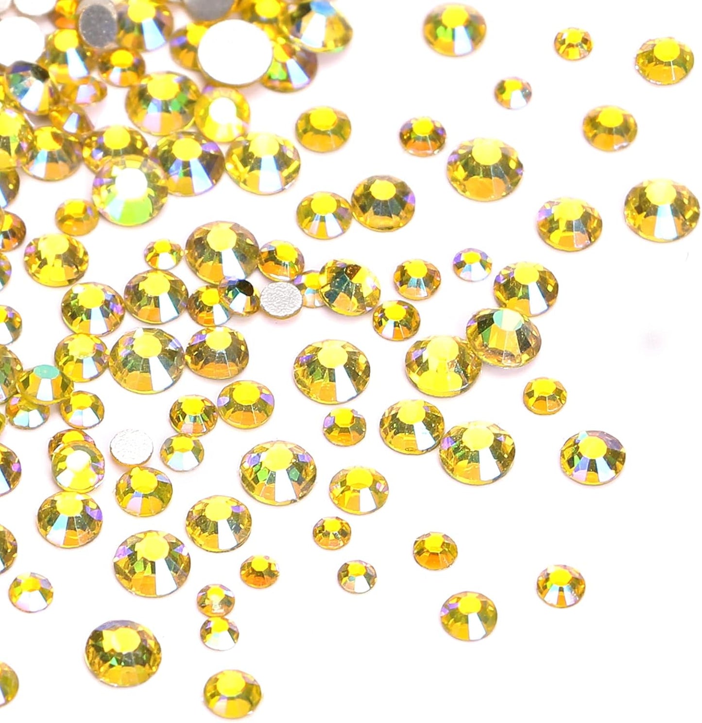3456pcs Flatback Rhinestones Glass Charms Diamantes Gems Stones for Nail Art 6 Size ss4~ss12 Lemon AB