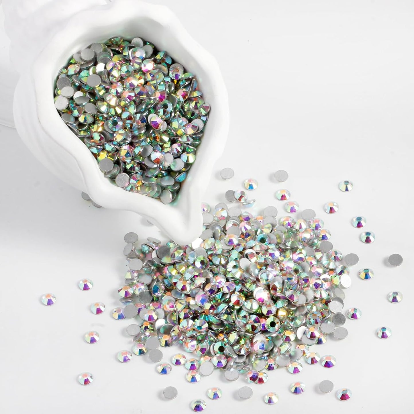 3000PCS SS10 Flatback Rhinestones | 12-Facet Diamond-Cut Glass Gems for Nail Art, Clothing, DIY Crafts |Glue-On Decoration Stones with Silver Backing(Crystal AB)