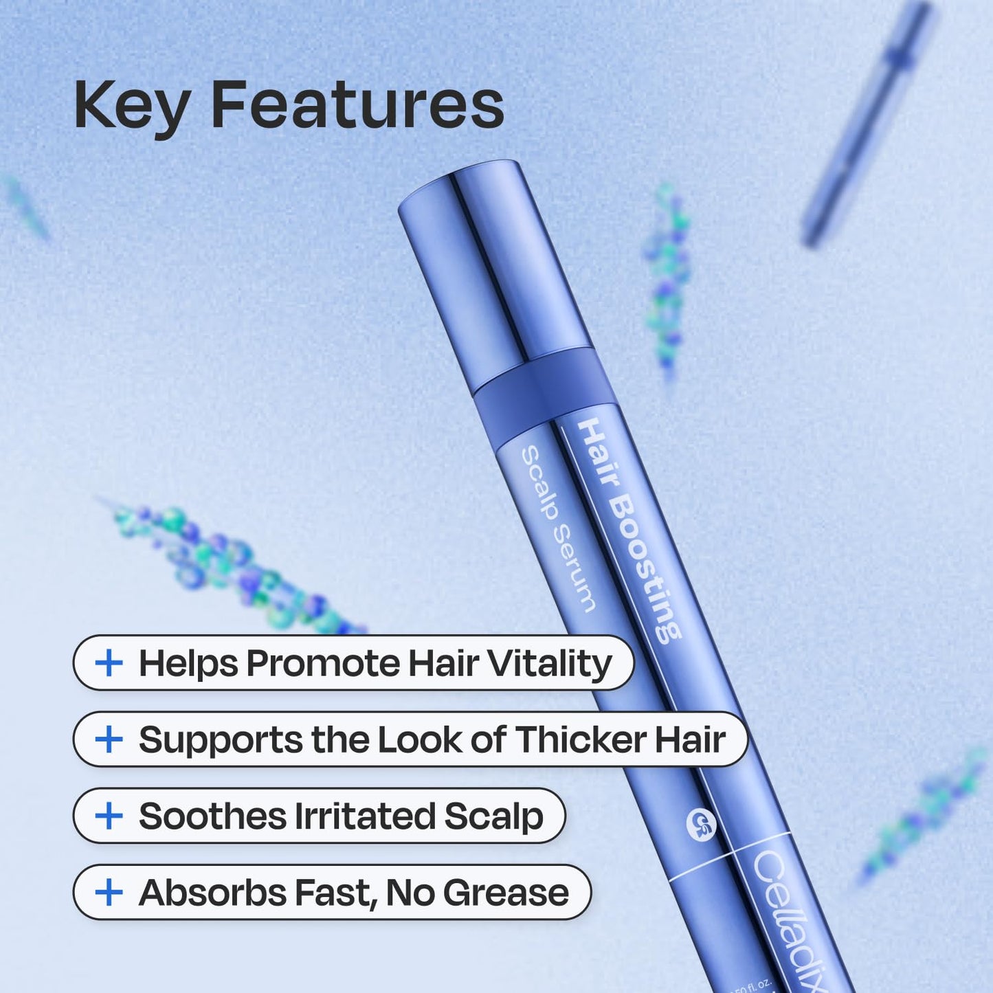 Hair Boosting Scalp Serum – Hair Growth Roll-on Scalp Tonic with Rosemary, Salicylic Acid, Spicules, Hyaluronic Acid & Panthenol – For Healthy Scalp & Fuller Hair – 0.5 fl oz