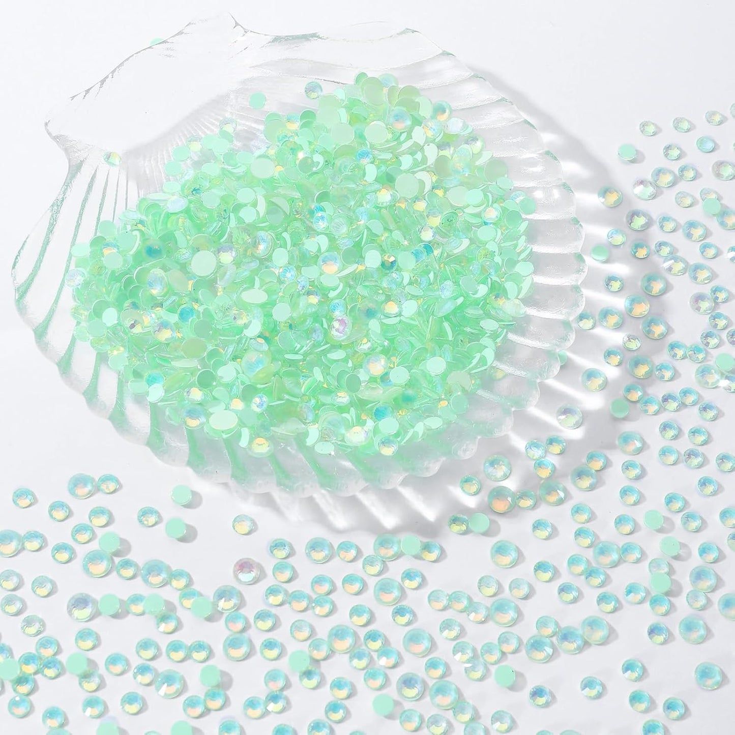 F Light Green Flatback Rhinestones, Glass Rhinestones for Nail Art and Craft, Glue Fix, Loose Crystal Gemstones(F Light Green, SS6, 1440pcs, 1.9-2.0mm)