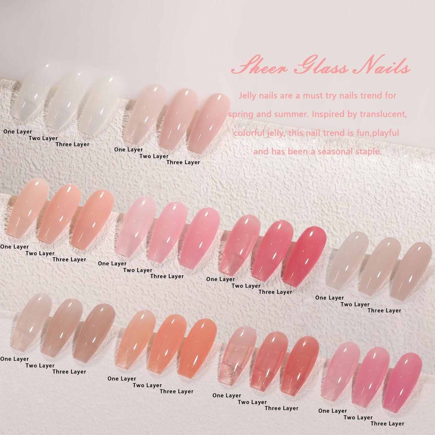 Jelly Shimmer Gel Nail Polish Set, 10 Colors Translucent Natural Milky White Pink Nail Polish Gel, UV/LED Soak Off Gel Nail Kit DIY Nail Art Salon Manicure Gifts for Women Girls.