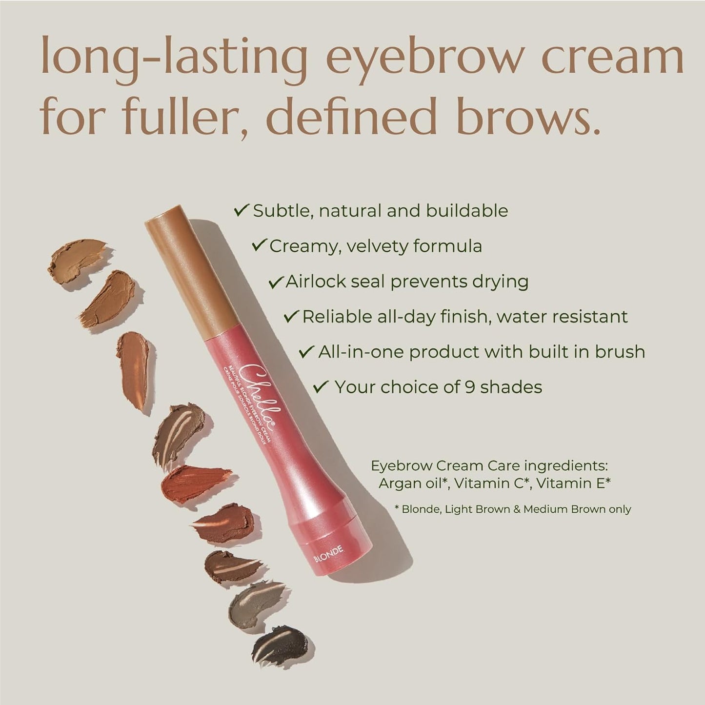 Chella Eyebrow Cream, Tantalizing Taupe - Vegan, Cruelty Free, Paraben Free, Gluten Free Eyebrow Pomade Makeup - Long Wearing, Velvet Consistency, Water Resistant