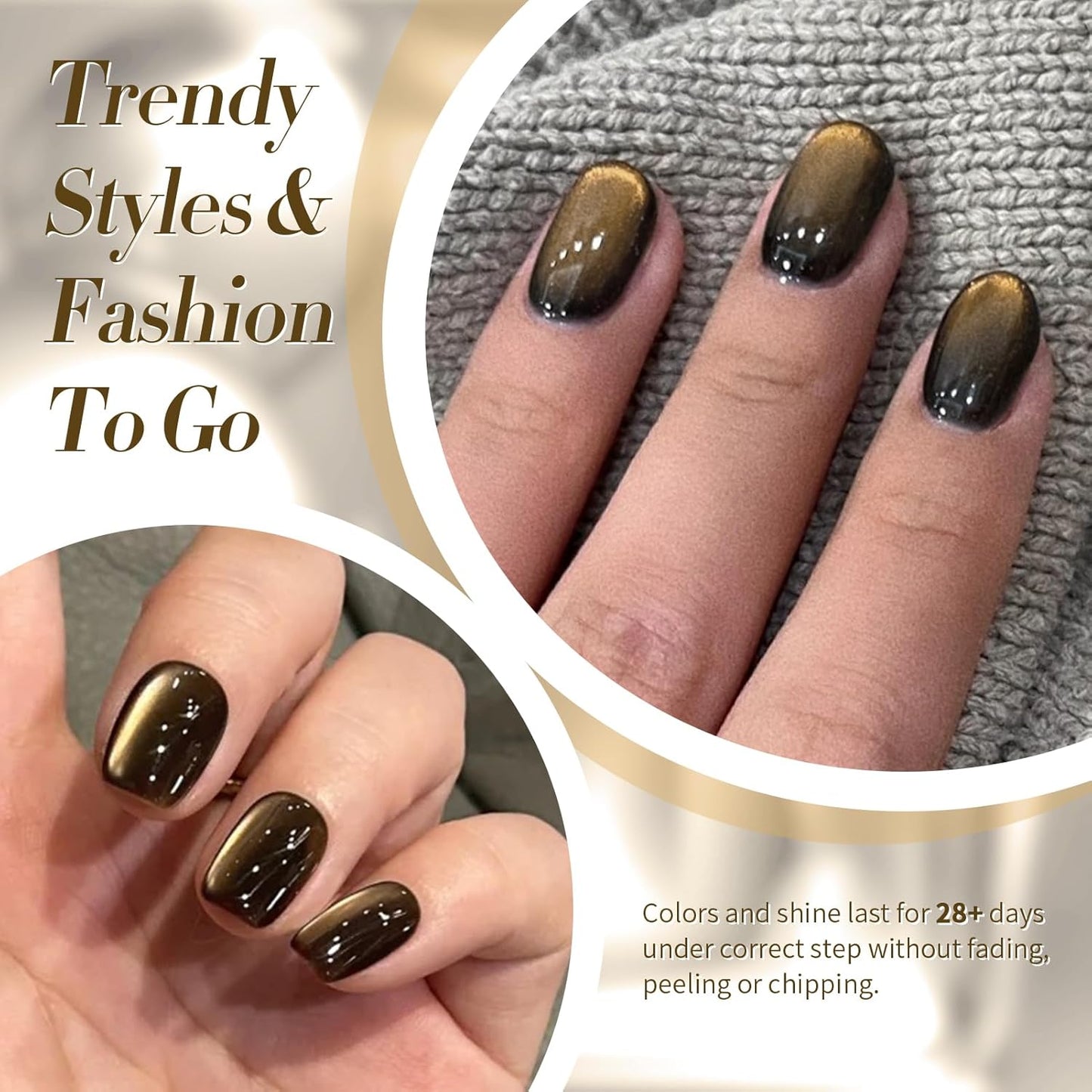 Born Pretty Cat Magnetic Eye Gel Nail Polish,Brown Jelly Glass Magnetic Gel Polish, Crow Glitter Soak Off Nail Art Salon Manicure Home Gift 15ml