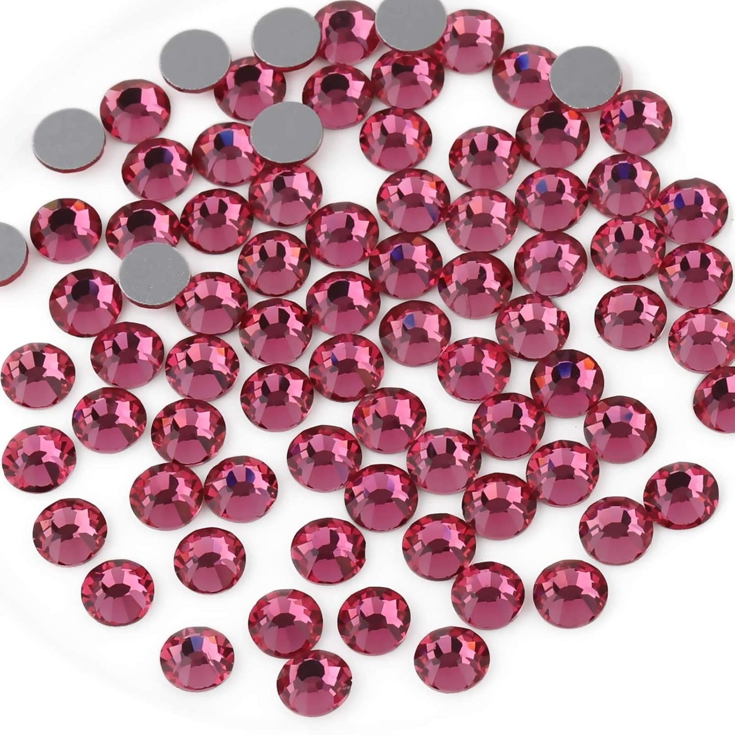 Beadsland 144pcs Flat Back Crystal Rhinestones Round Gems for Nail Art and Craft Glue Fix, Rose, SS40, 8.4-8.7mm