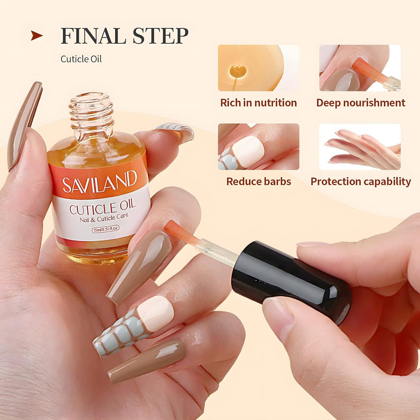 SAVILAND 15 ML Nail Dehydrator and Primer and Cuticle Oil for Nails – 16PCS Natural Acid-free Nail Primer and Dehydrator Nail Prep for Gel Nail Polish & Acrylic Nails Salon Nail Art Tools