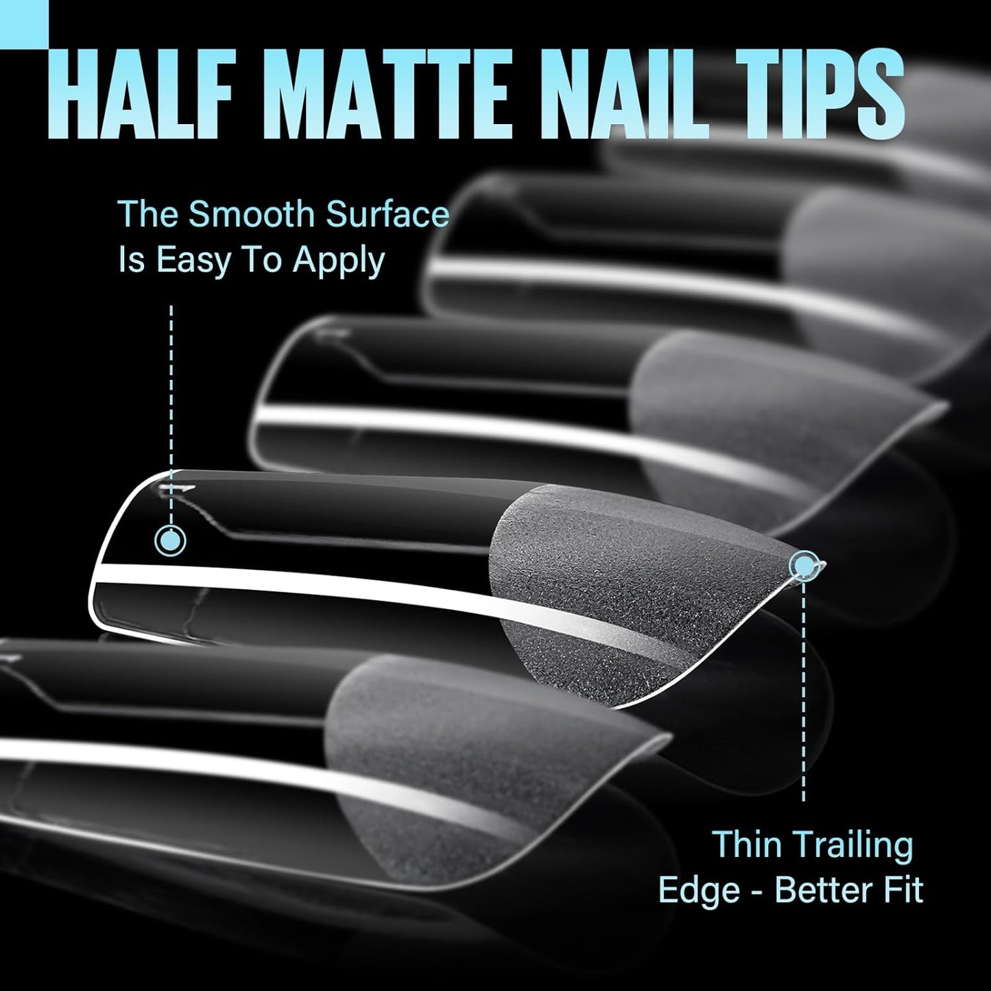 TOMICCA Medium Square Nail Tips, 504Pcs Half Matte Press on Full Cover Acrylic Nails, 12 Sizes Pre-Shape Soft Acrylic Fake Nail Tips for Nail Extension Art Home DIY Nail Salon