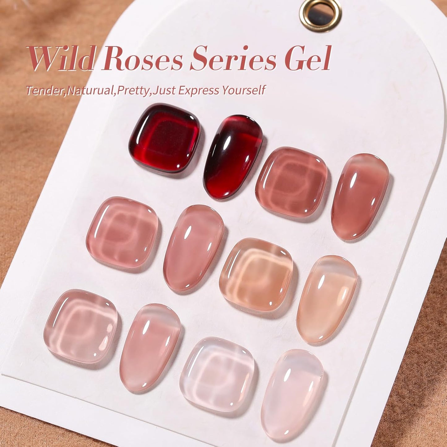 Born Pretty Jelly Burgundy Gel Nail Polish Fall Winter Blood Wine Red Nude Pink Gel Polish Sheer Transparent Halloween Gel Polish Kit Wild Rose for Salon Manicure and Nail Art DIY at Home 6Colors