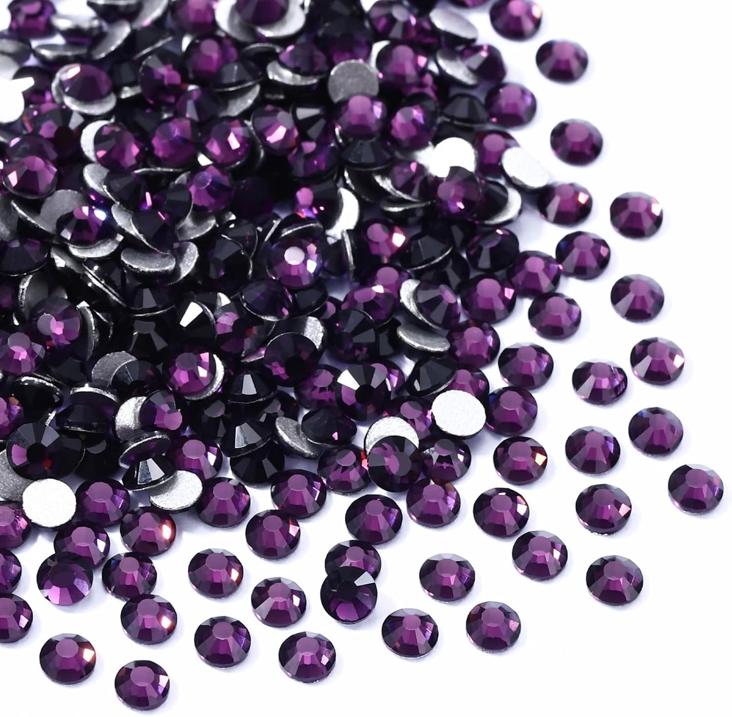 Tanzanite Flatback Rhinestones, Glass Rhinestones for Nail Art and Craft, Glue Fix, Loose Crystal Gemstones(Tanzanite, SS8, 1440pcs, 2.3-2.5mm)