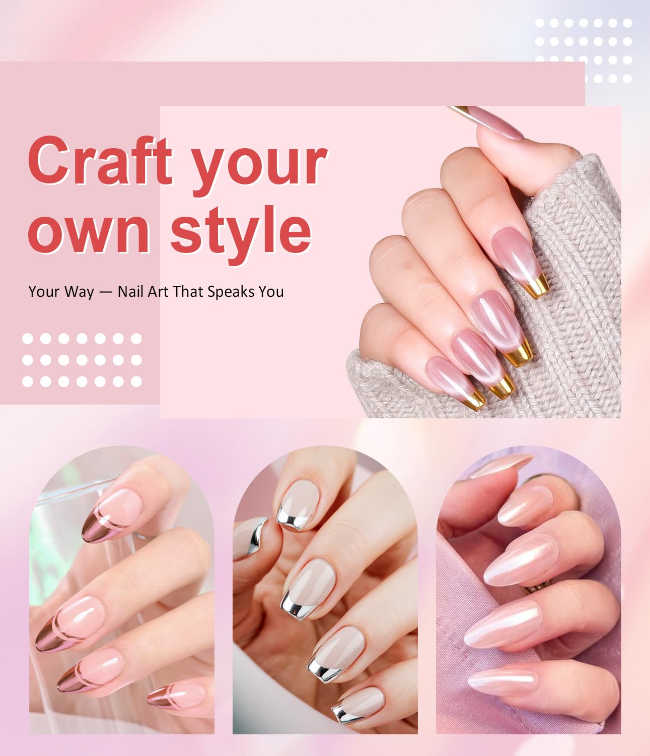 Gold Chrome Nail Powder BISHENGYF -【Magic Mirror Effect】 Pearl Chrome Nail Powder White Clear Aurora Mermaid Iridescent Silver Nail Chrome Powder Pigment Glitter Dust for Manicure Decroation DIY