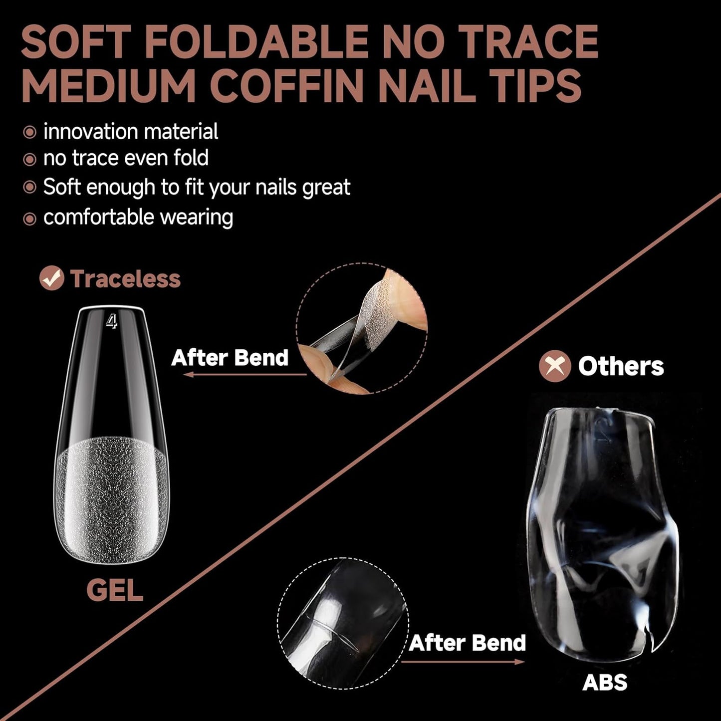 UNA GELLA Coffin Nails Tips Medium: Gel Nail Tips Coffin Shape 330pcs Pre-Etched Full Cover Press On Clear Acrylic Fake Nails Extension DIY Salon 15 Sizes