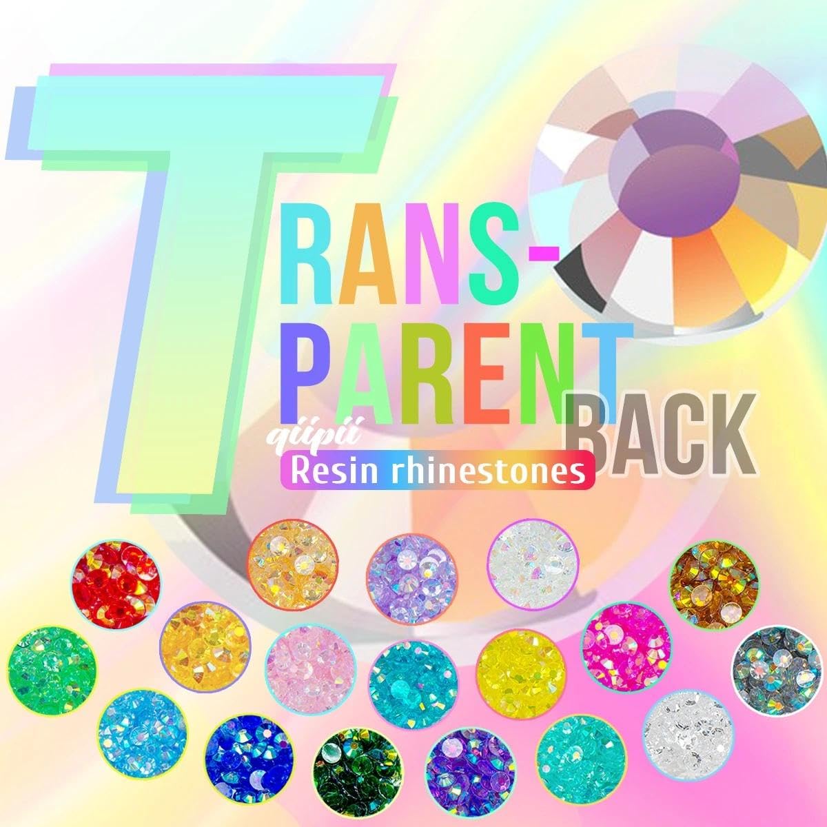 Transparent Clear Light Green AB Resin Rhinestones for Crafting 3mm 4mm 5mm Flatback Jelly Stones Diamonds Crystals Gems Charms for Nails Face Eyes Makeup Tumblers Bottles Crafts Clothes Shoes