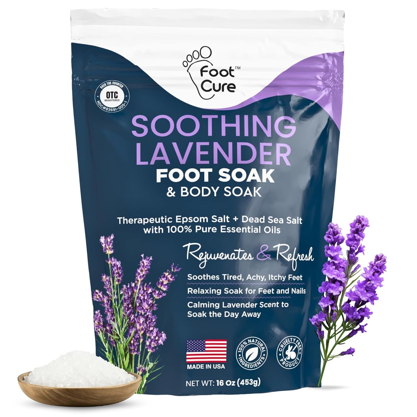 Soothing Lavender Foot Spa with Epsom Salt Bath Soak – Pedicure Foot Soak Tub & Feet Massager Spa – Relaxing Scrubber & Dead Skin Remover – Ionic Foot Bath Detox for Feet Care & Soaking