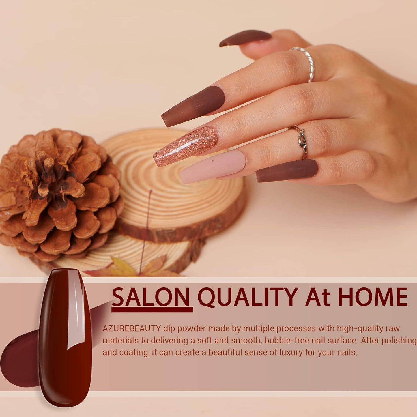 AZUREBEAUTY 42Pcs Dip Powder Nail Kit Starter, 32 Colors Fall Set Green Nude Brown Blue Dipping Powder Set with Top/Base Coat & Recycling Tray for French Art Manicure Salon