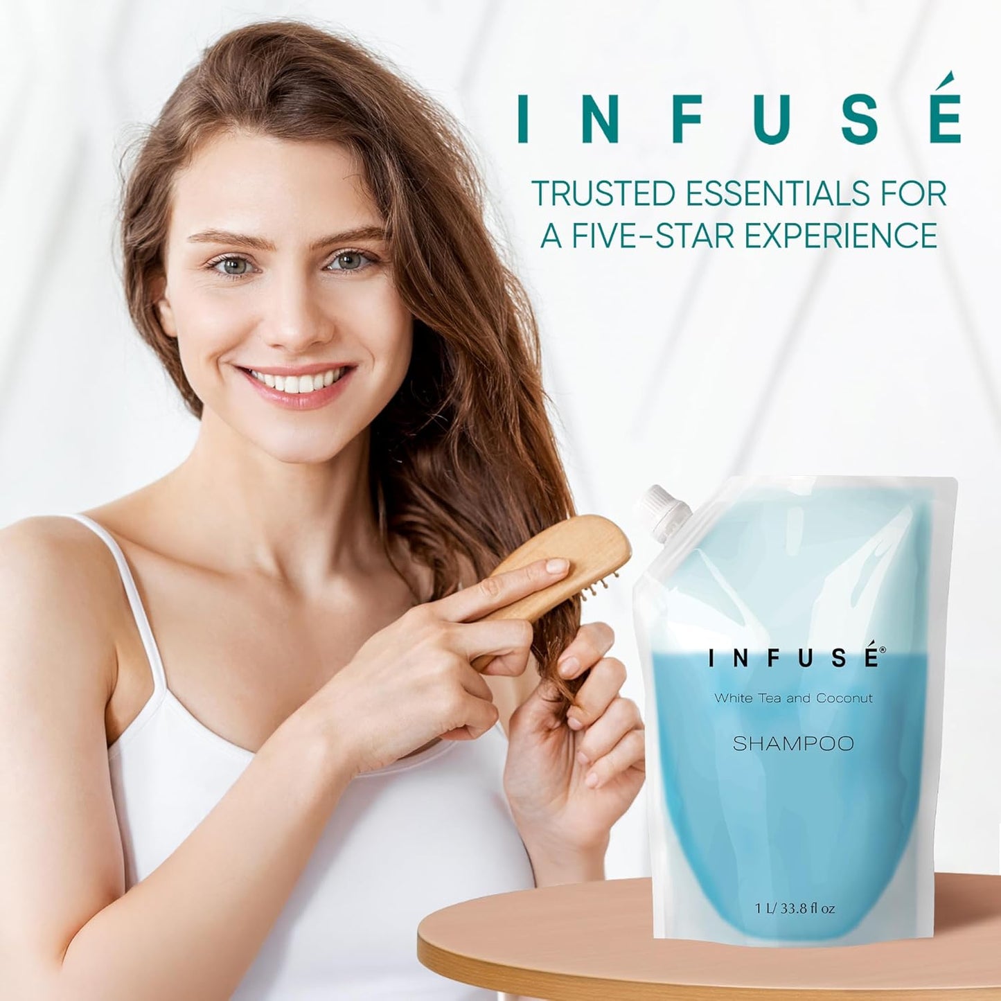 1 Liter Shampoo Refill Bag For Soap Dispensers | Bulk Toiletries for Vacation Rentals, and Home Bathroom Showers | White Tea and Coconut | Single