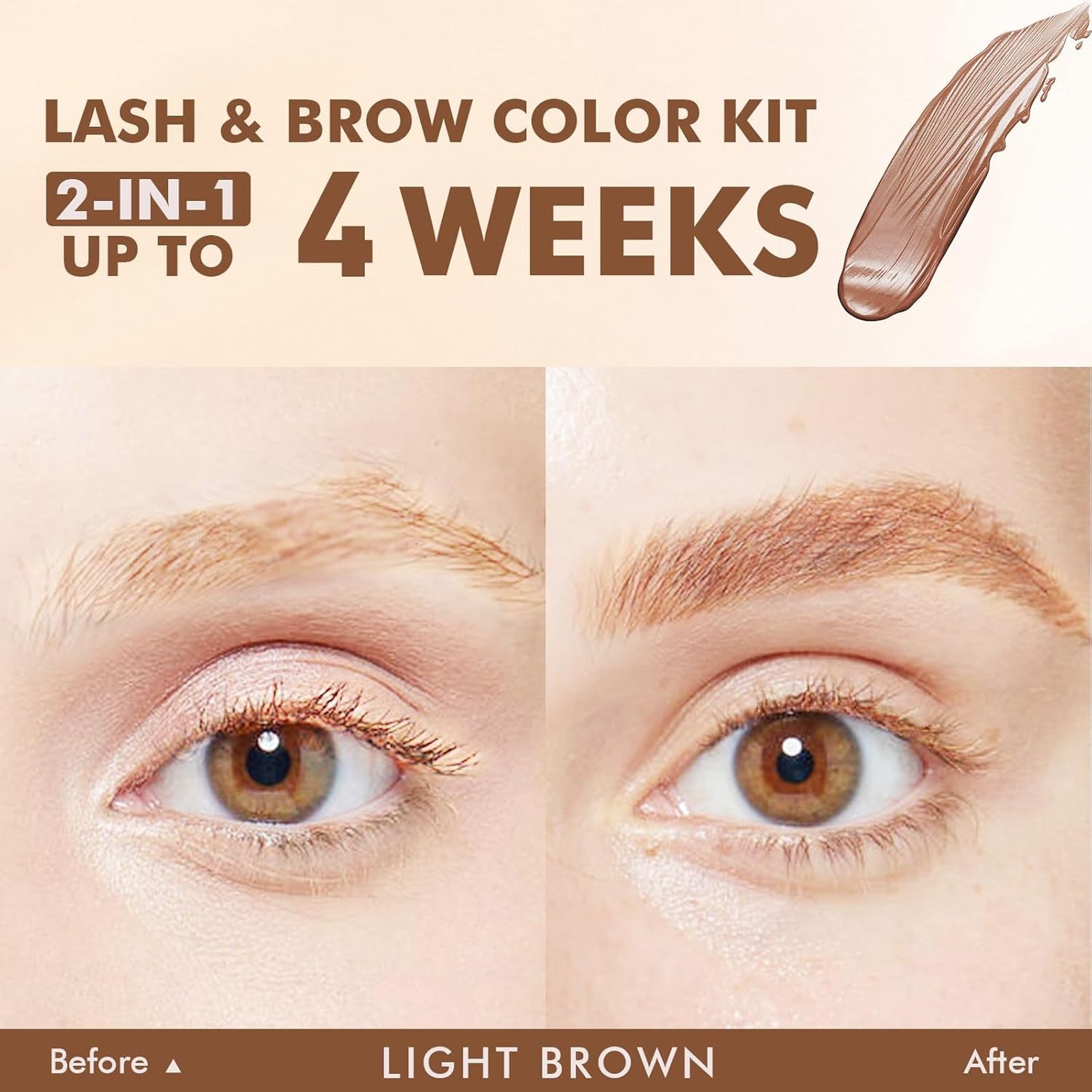 Lash Color Kit Light Brown Lasting for 4 Weeks Professional Eyelash & Eyebrow Color Kit with Natural Looking Safe Ingredients Easy to Use for Salon & Home