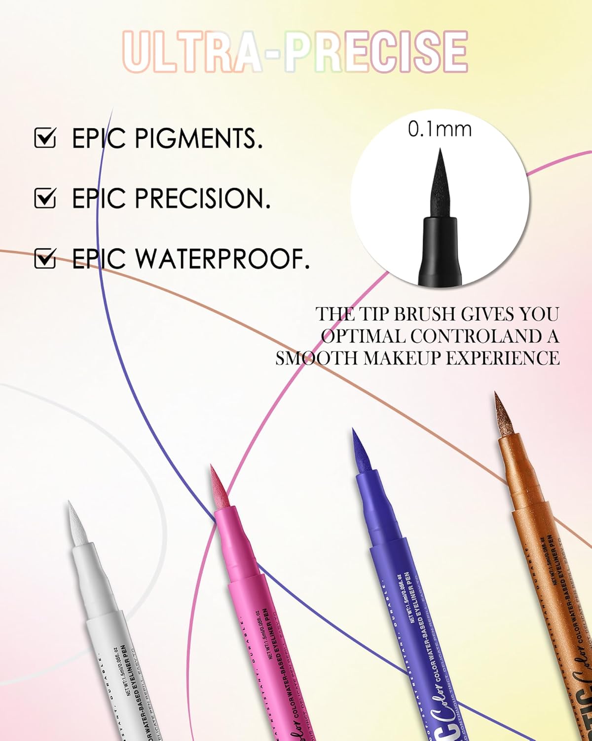 Silver Matte Liquid Eyeliner Pencil, Colorful High Pigmented Waterline Eye liner Waterproof Pen, Bright Colored Smudgeproof Long Lasting Eyeliner Pen Christmas Party Festival Makeup Gift for Women-11