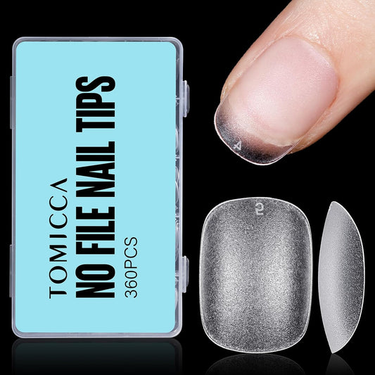 TOMICCA Extra Short Round Nail Tips, Double Sided Matte Gel Full Cover Nail Tips No Filed, Acrylic Fake False Nail Tips for DIY Press On Nails 360PCS 15 Sizes