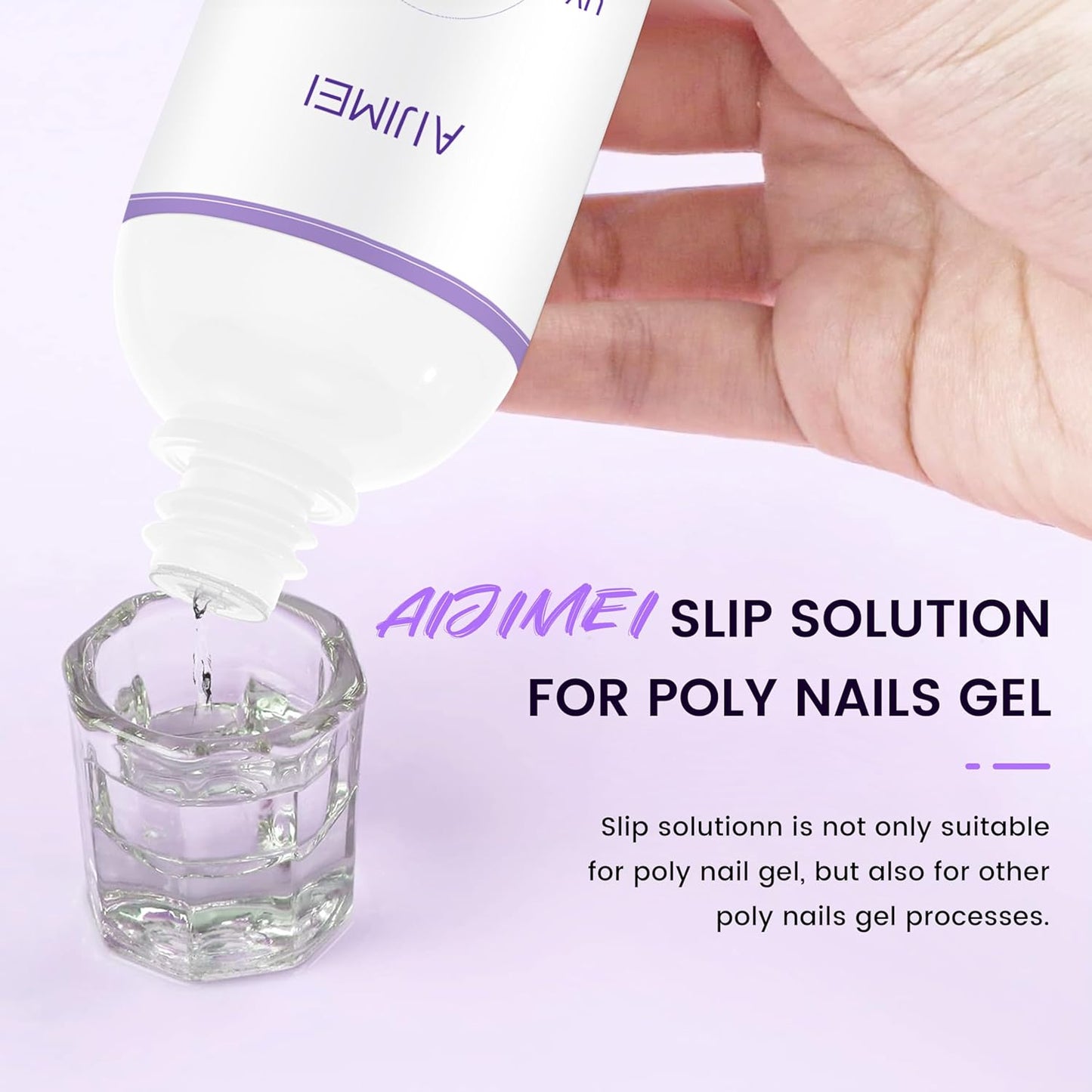 AIJIMEI Gel Nail Slip Solution Poly Gel Slip Solution Set 4FL.OZ Slip Solution for Builder Nails Gel Nail Solutions with Nail Art Tool, Gel Cleanser for Poly Nail Gel Nails Hard Gel