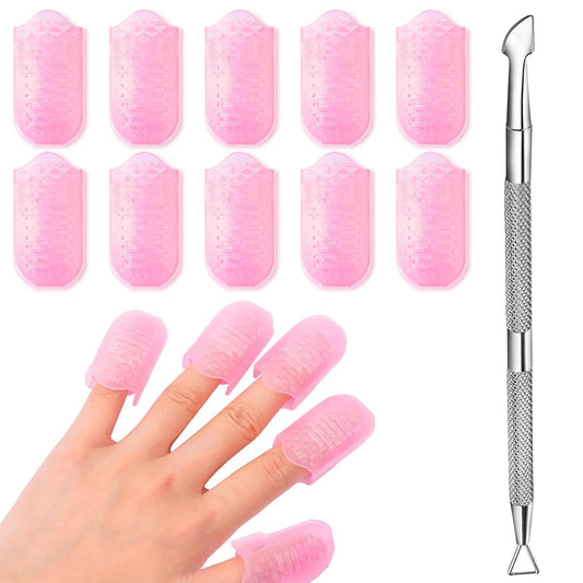 Makartt Nail Polish Remover Tools Kit 10 Pcs, Soak Off Cap Clips, with Double-Ended Cuticle Pusher for UV Gel Polish Removal, Acrylic Art Manicure Accessories, Pink