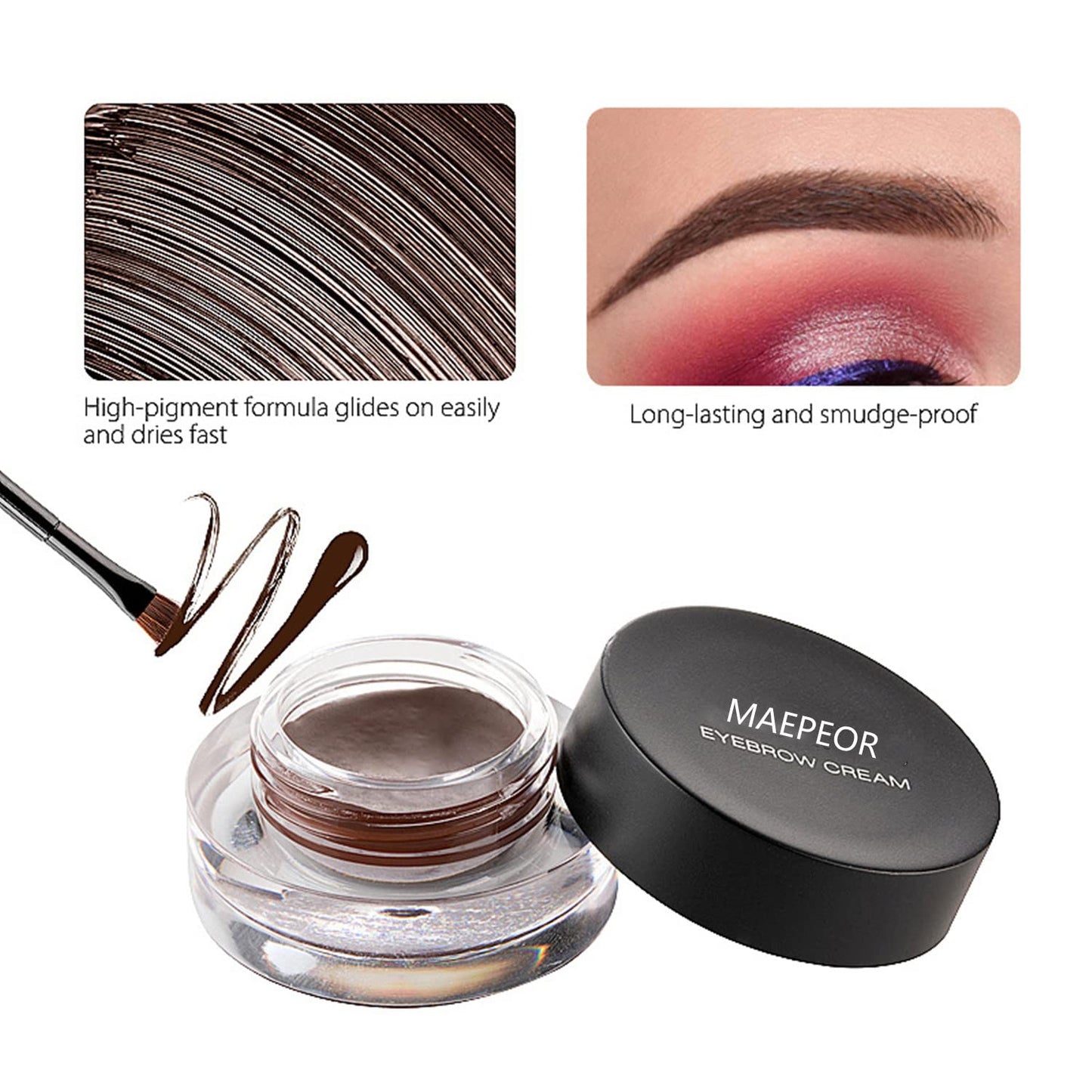 MAEPEOR 12 Colors Eyebrow Pomade Full-pigmented Long Lasting Waterproof Eyebrow Cream Gel Filling & Shaping Tinted Eyebrows Enhancers with Brush for Daily or Cosplay (08 Magedta)