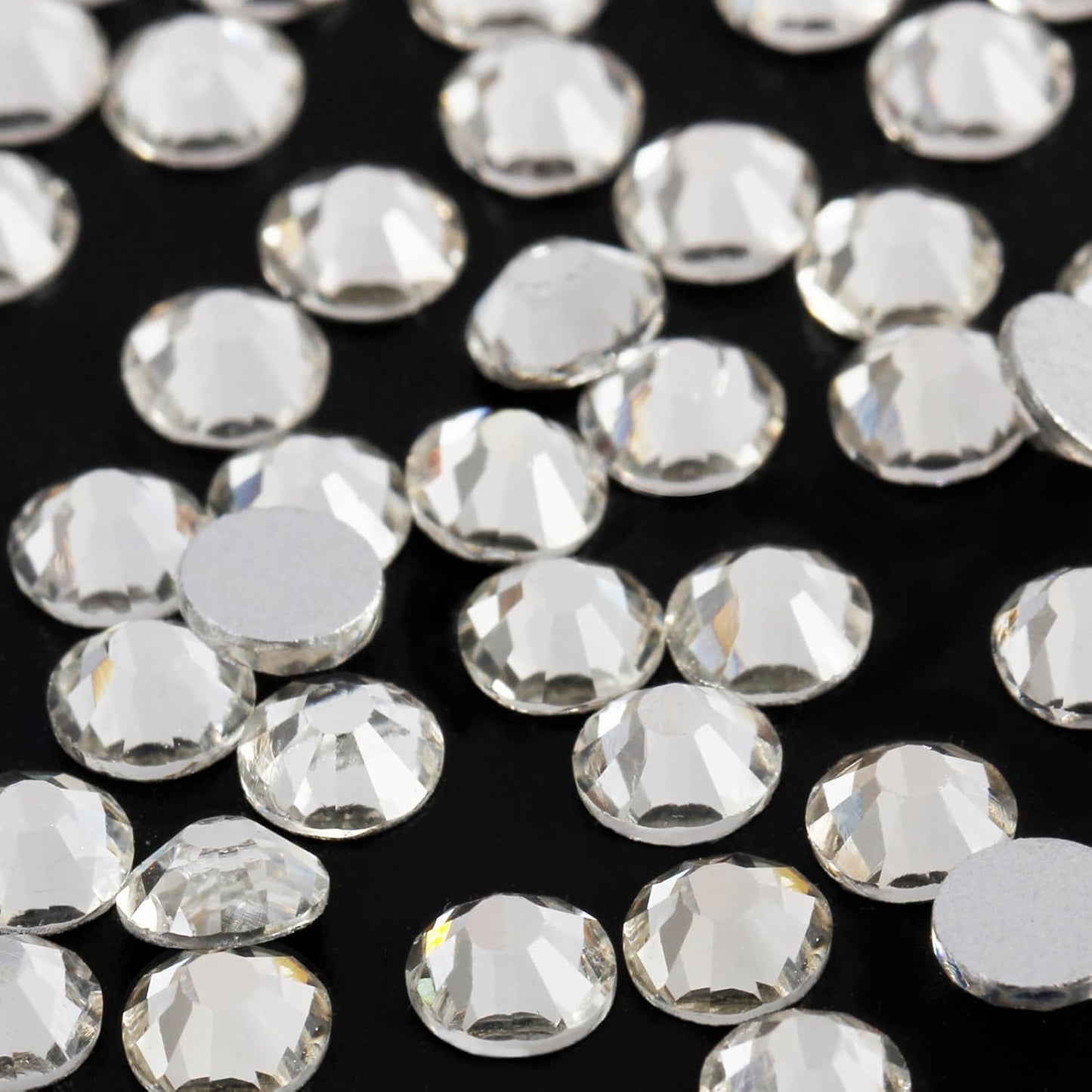 3000PCS SS8 Flatback Rhinestones | 12-Facet Diamond-Cut Glass Gems for Nail Art, Clothing, DIY Crafts |Glue-On Decoration Stones with Silver Backing(Crystal)