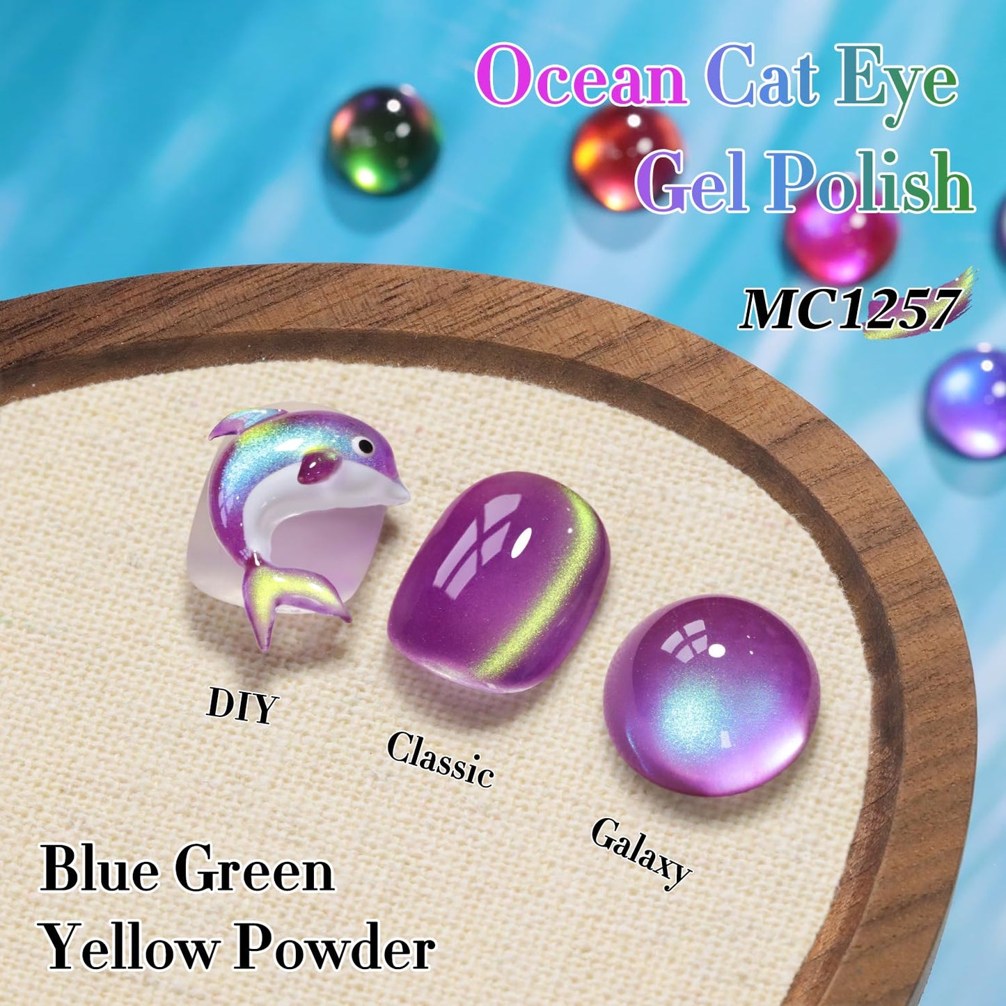 Double Rhythm 0.5 OZ Cat Eye Gel Polish with Magnet 15ML Holographic Glitter Shimmer Translucent Jelly Color Magnetic Nail Polish Salon DIY at Home (Golden Purple-MC1257)