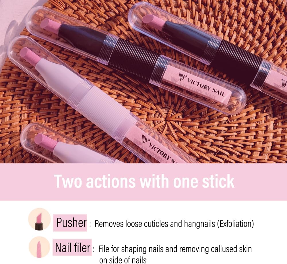 Ceramic Pusher Files for Nails, Manicure Fingernail Files with Cases, Professional Precision Filing Cuticle Remover, Manicure Stick, 2 Pieces