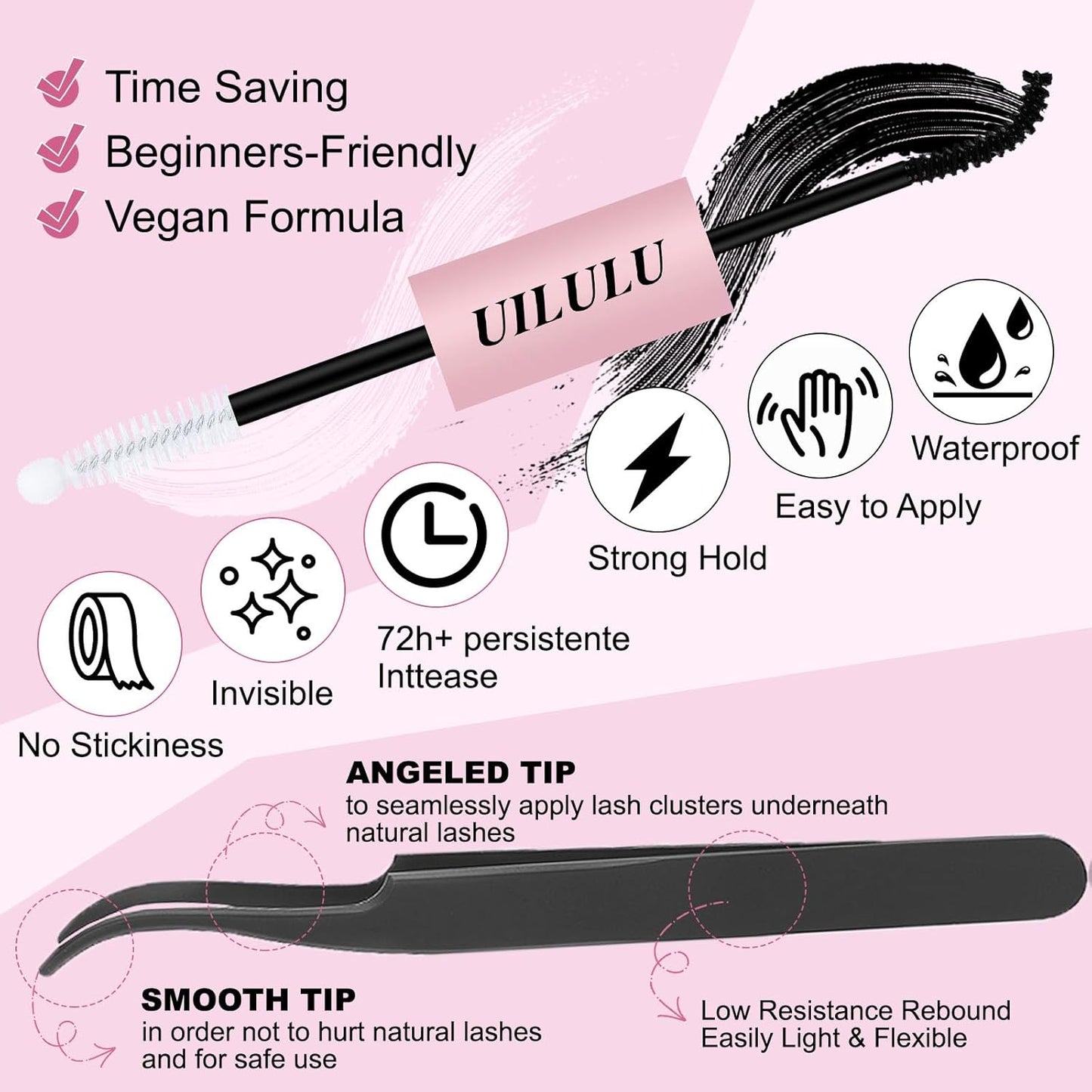 Lash Clusters kit 10-18mm DIY Lash Extension Kit 132 D Curl Lash Clusters 0.07D Fluffy Individual Lashes Clusters False Eyelashes Natural Wispy Eye Lash Kits Extensions Kit U08 Kit