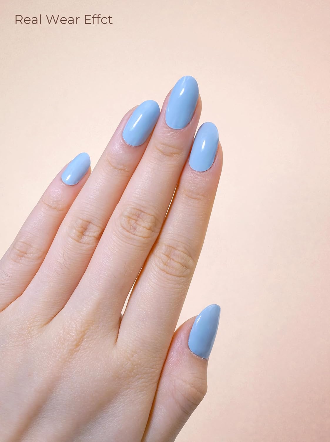 Pre Cured Gel Nail Strips - 44PCS Salon Quality Gel Nail Stickers - Long Lasting Polish Wraps for Women no UV Light Needed Easy Apply& Remove (Lily Blue)