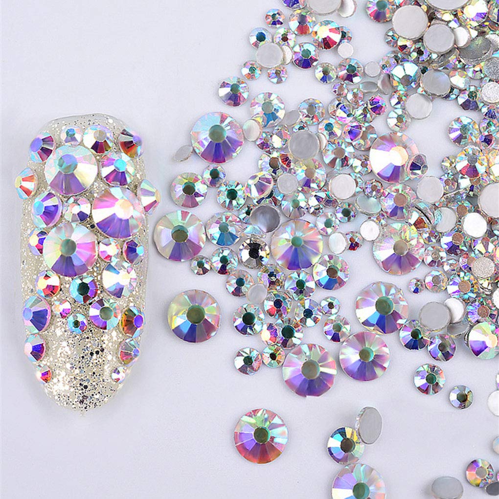 Rhinestones flat back gems round DIY decorative Nail Face and apparel accessories ss3-20 mix size(4320pcs crystal AB)