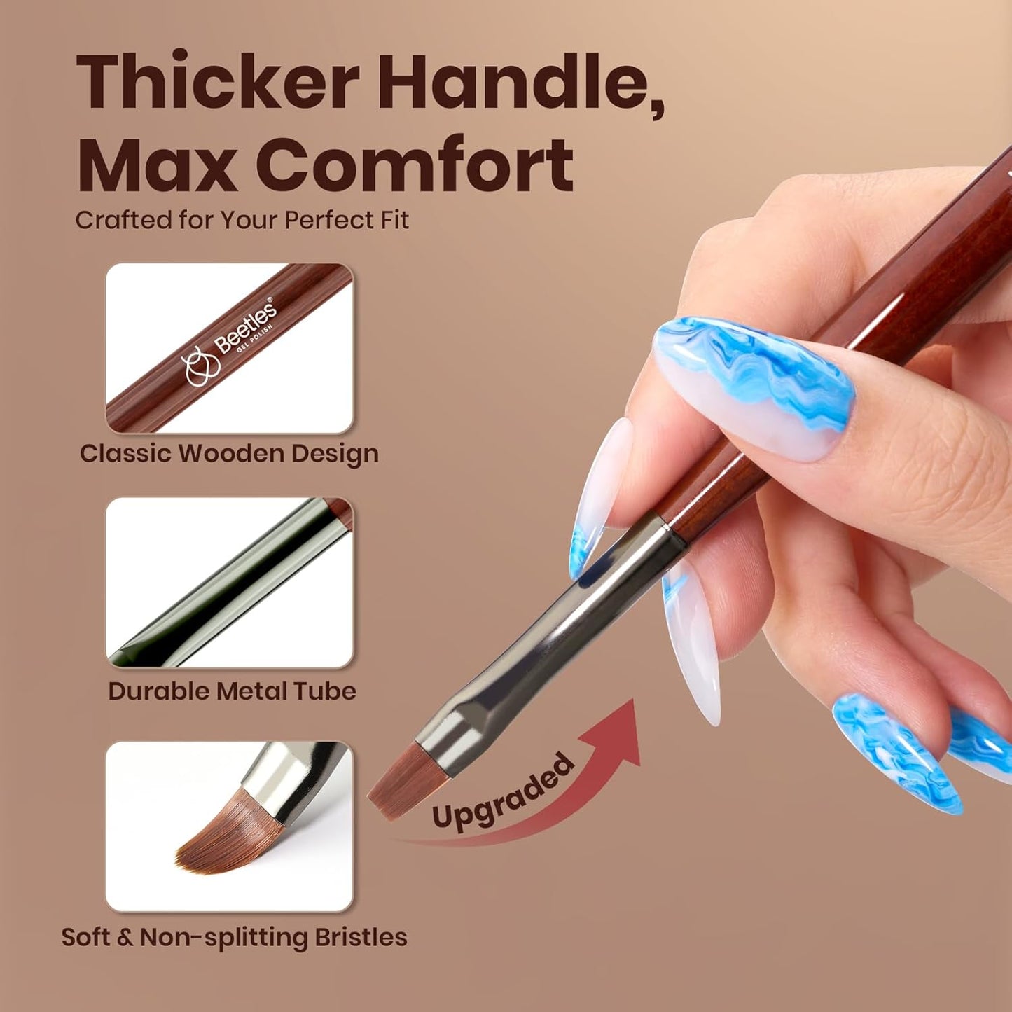 Beetles Nail Art Brushes Set, 6 PCS Multifunctional Nail Brushes for Nail Art Wooden Liner Brush Nail Drawing Pen Nail Art Tools with Nail Brush Holder&Palette for Nail Art Design