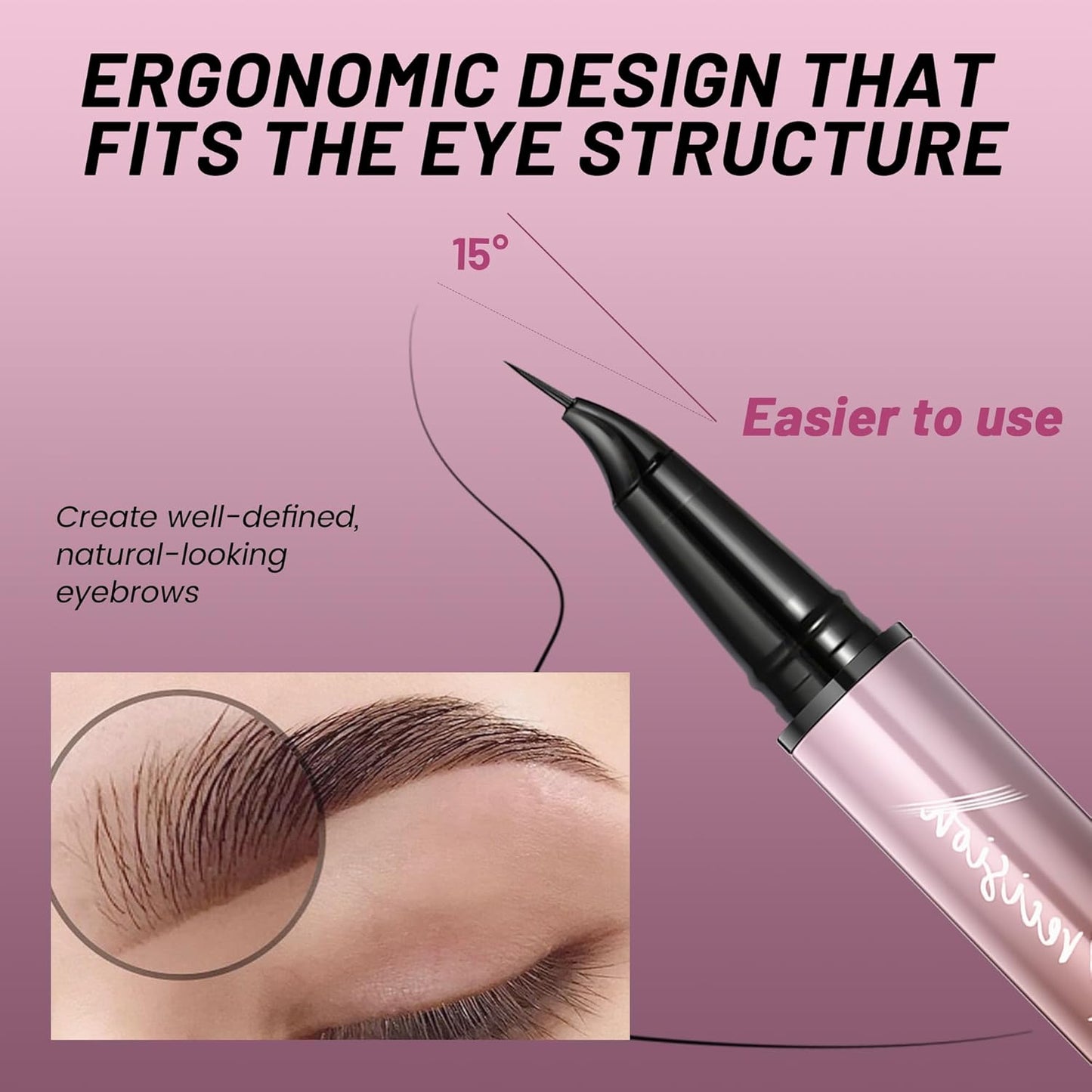 Eyebrow Pen, Waterproof Microblading Eyebrow Pencil, 2-in-1 Dual-Ended 4 Tip Eye Brow Makeup Pen for Women with Precise Curved Brush-Tip Create Natural Hair-Like Brows, Last All-Day (Truffle)