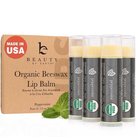 USDA Organic Peppermint Lip Balm - USA Made with Natural Ingredients, Chapstick for Dry Lips, Birthday Gifts for Her & Him, Hydrating Beauty Gifts for Women, Men, Teens & Kids, Lip Moisturizer