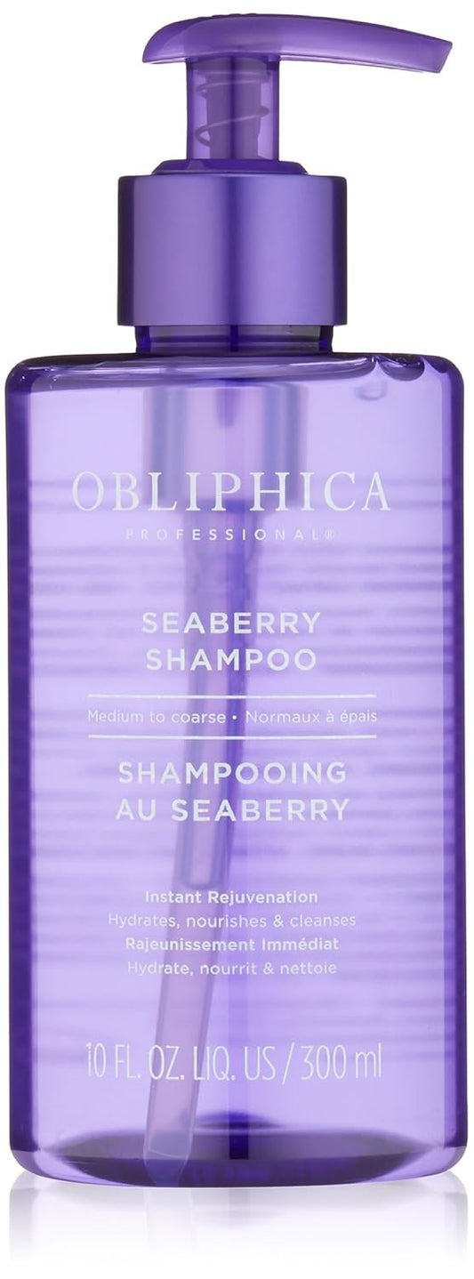 Obliphica Seaberry Shampoo for Fine to Medium Hair- Vitamins and Omegas for Frizz Free, Nourished, and Damaged Repaired Hair - Hair Mask & Treatment for Dry Hair and Growth - 10 Fl Oz