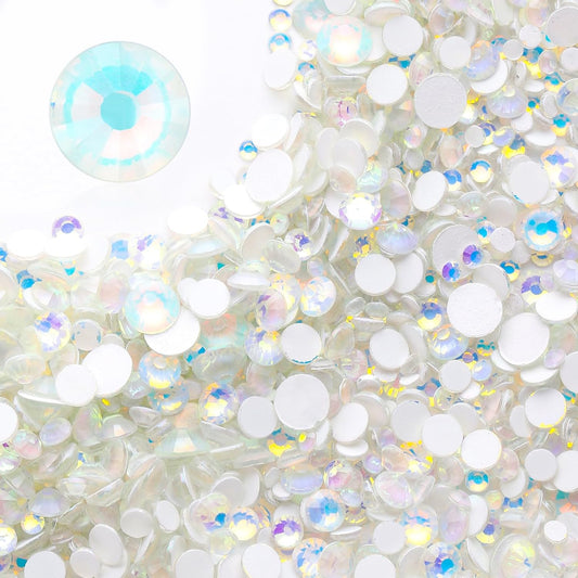 F White Flatback Rhinestones, Glass Rhinestones for Nail Art and Craft, Glue Fix, Loose Crystal Gemstones(F White, SS12, 1440pcs, 2.9-3.0mm)